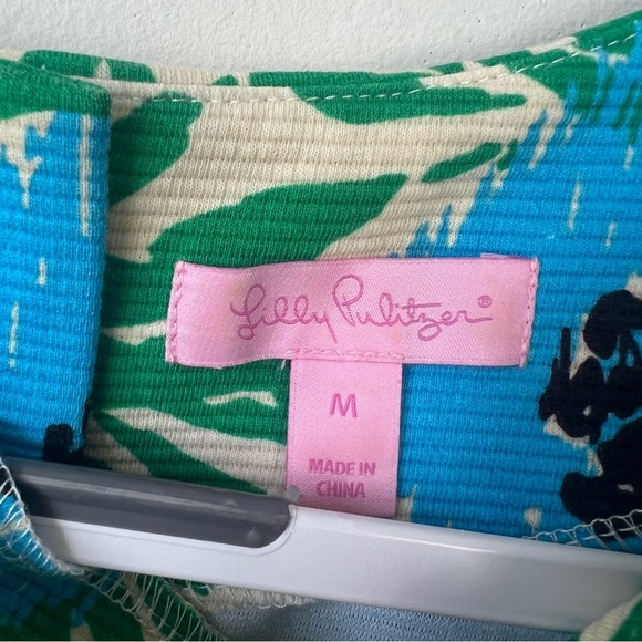 Lilly Pulitzer Layton Sea Oak Ikat Shift Dress Blue Green - Picture 4 of 5